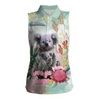 Koala Australia Mother's Day Personalised Women Sleeveless Polo Shirt Love ya Heaps Mum Watercolor