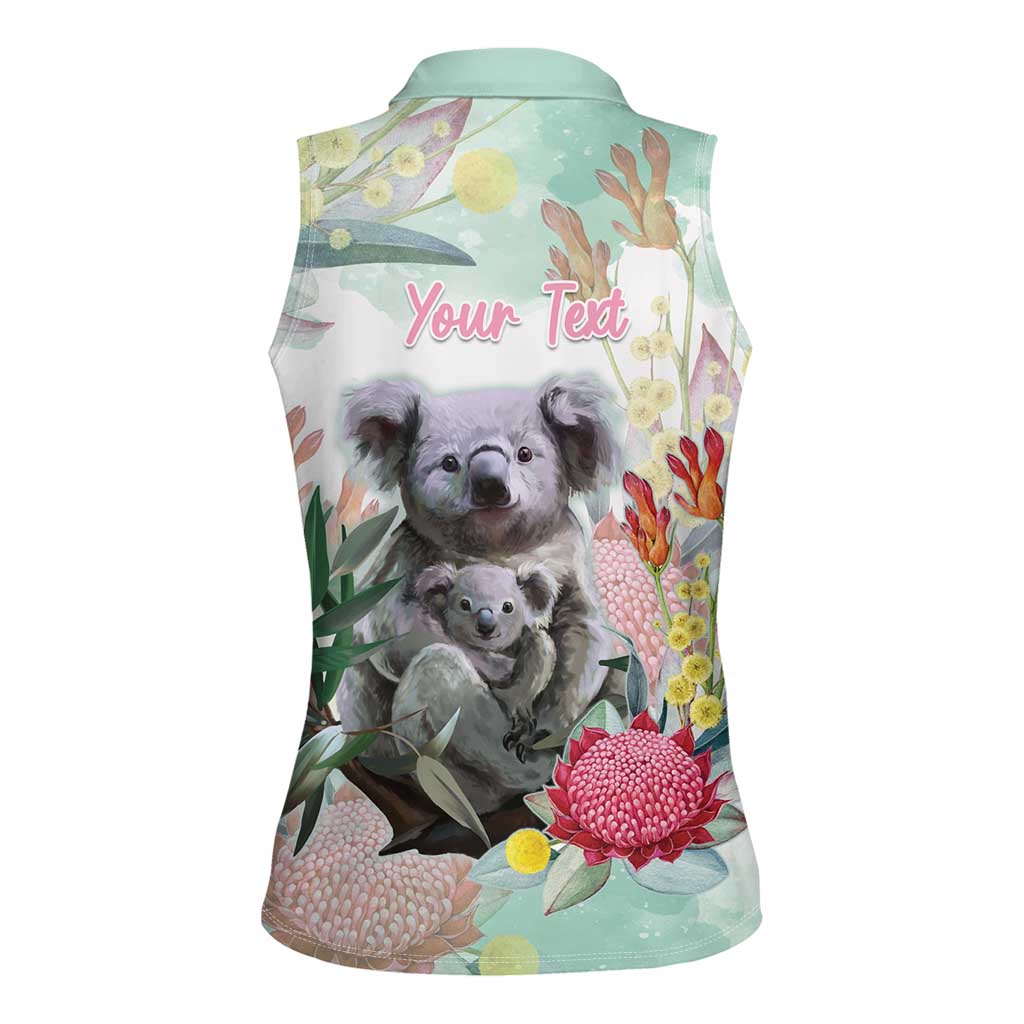 Koala Australia Mother's Day Personalised Women Sleeveless Polo Shirt Love ya Heaps Mum Watercolor