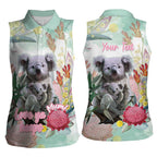 Koala Australia Mother's Day Personalised Women Sleeveless Polo Shirt Love ya Heaps Mum Watercolor