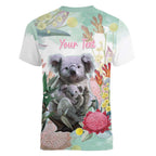 Koala Australia Mother's Day Personalised Women V-Neck T-Shirt Love ya Heaps Mum Watercolor