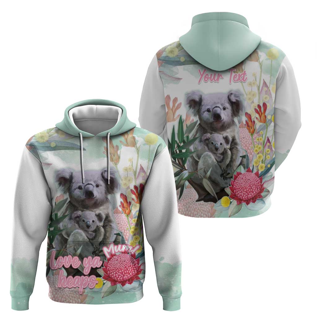 Koala Australia Mother's Day Personalised Zip Hoodie Love ya Heaps Mum Watercolor