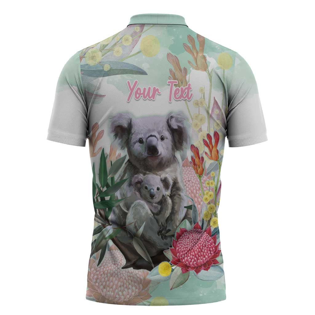 Koala Australia Mother's Day Personalised Zipper Polo Shirt Love ya Heaps Mum Watercolor