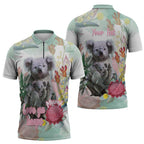 Koala Australia Mother's Day Personalised Zipper Polo Shirt Love ya Heaps Mum Watercolor