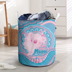 Koala Mum Australia Mother's Day Personalised Laundry Basket Pink and Blue Aboriginal Art