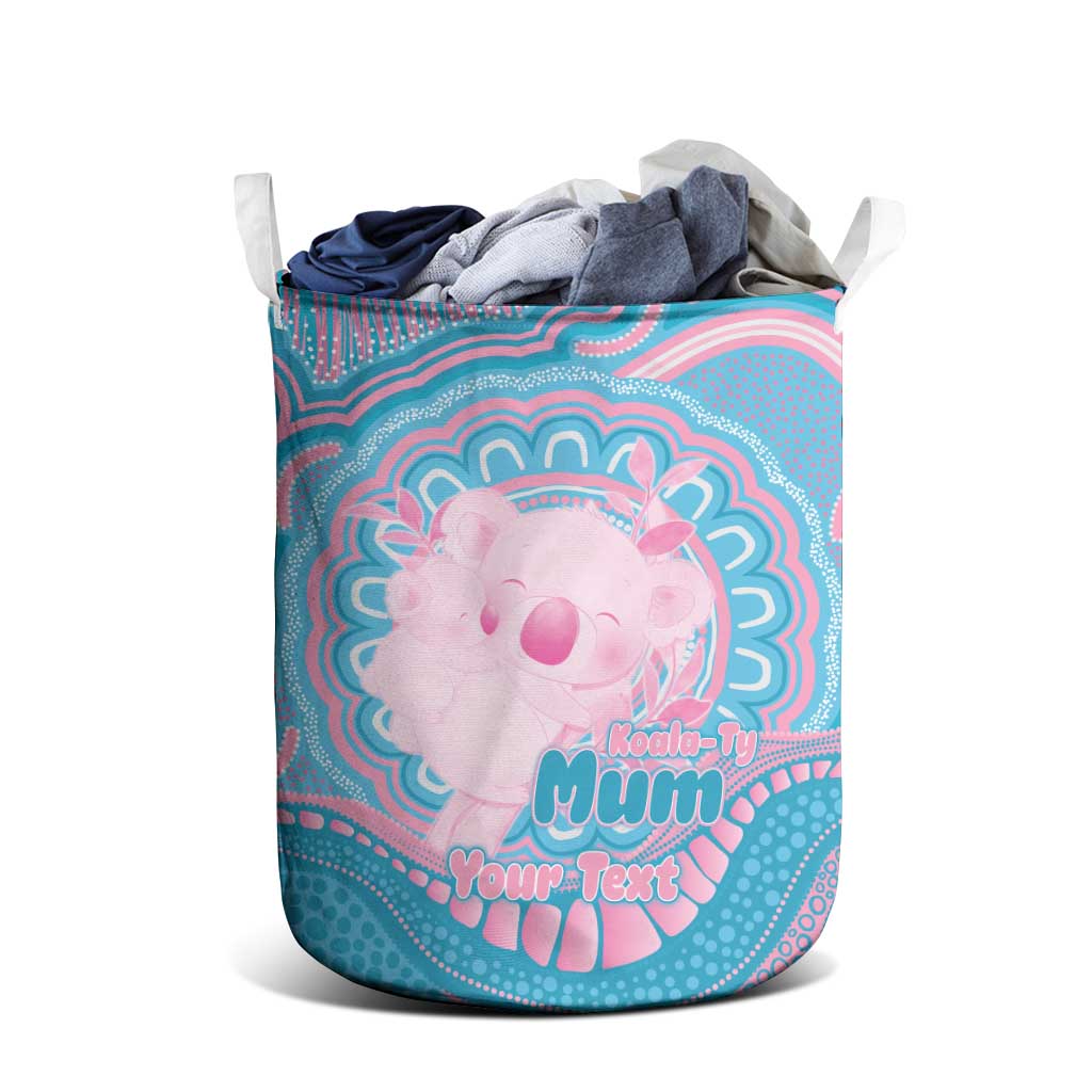 Koala Mum Australia Mother's Day Personalised Laundry Basket Pink and Blue Aboriginal Art