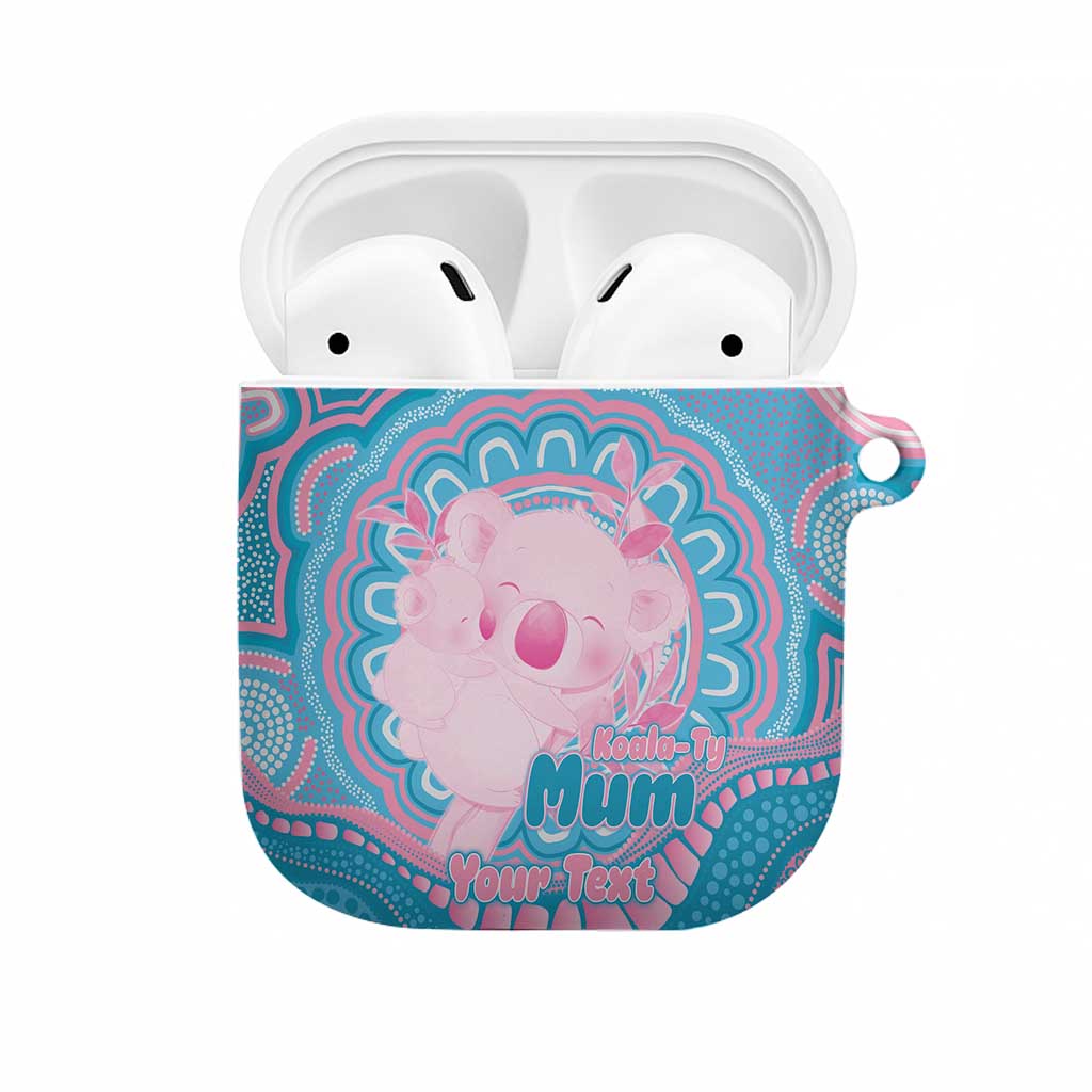 Koala Mum Australia Mother's Day Personalised AirPods Case Pink and Blue Aboriginal Art