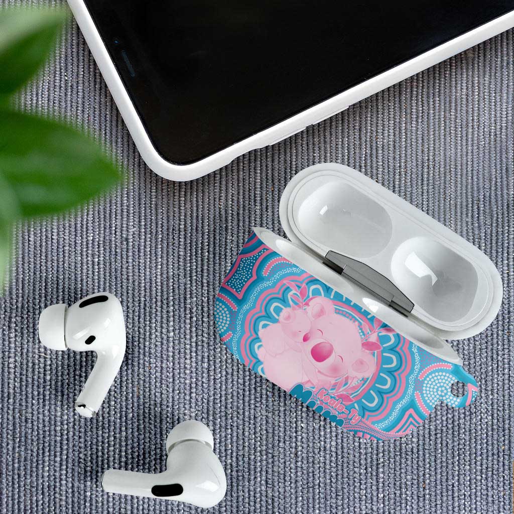 Koala Mum Australia Mother's Day Personalised AirPods Case Pink and Blue Aboriginal Art