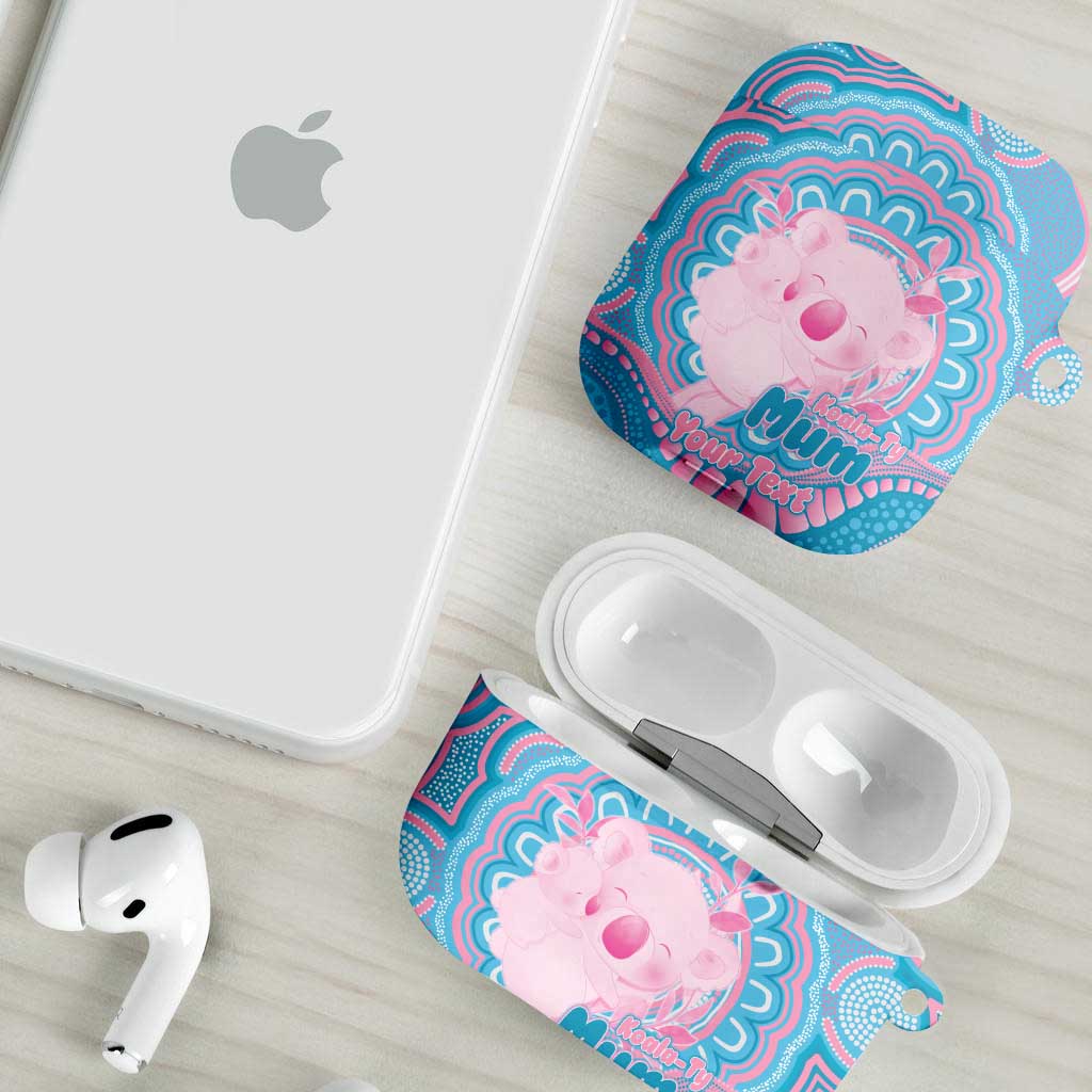 Koala Mum Australia Mother's Day Personalised AirPods Case Pink and Blue Aboriginal Art