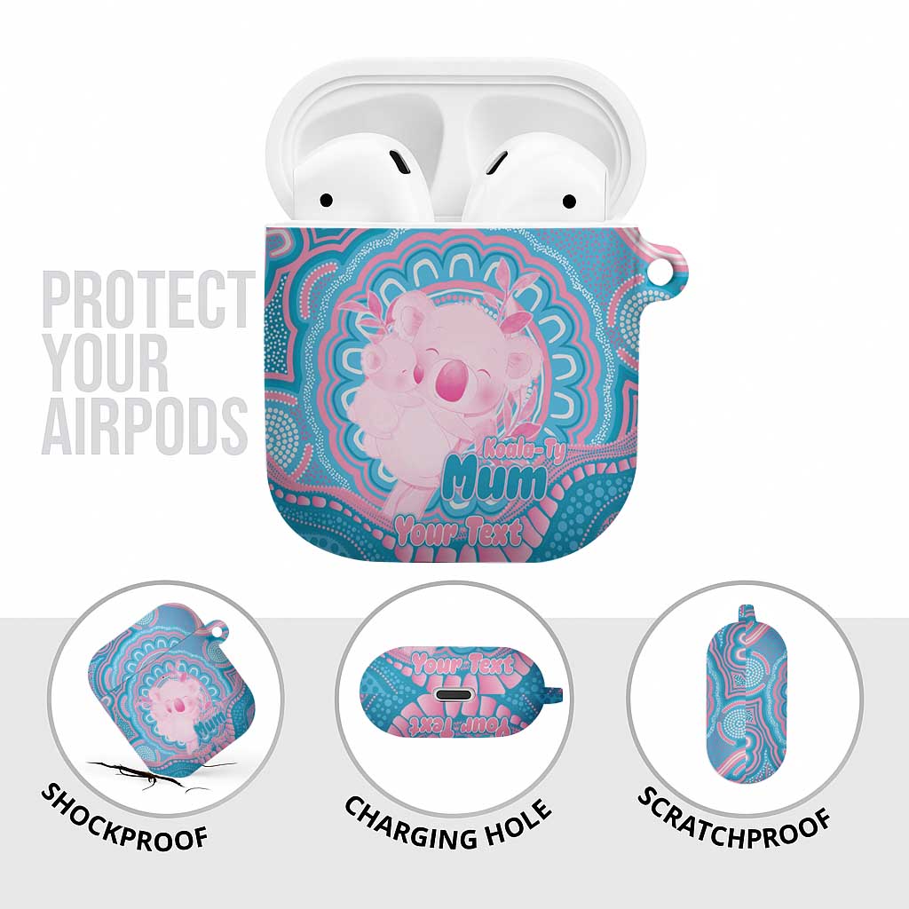 Koala Mum Australia Mother's Day Personalised AirPods Case Pink and Blue Aboriginal Art
