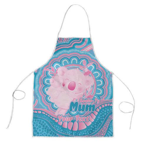 Koala Mum Australia Mother's Day Personalised Apron Pink and Blue Aboriginal Art