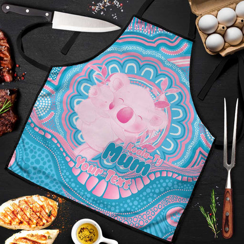 Koala Mum Australia Mother's Day Personalised Apron Pink and Blue Aboriginal Art