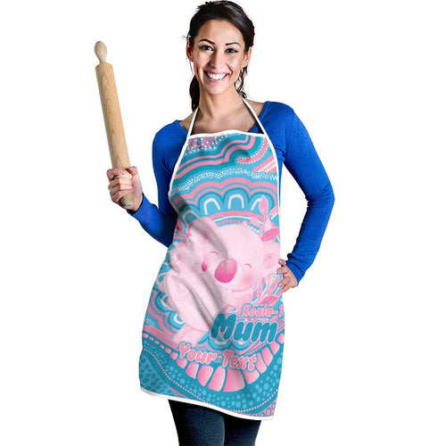Koala Mum Australia Mother's Day Personalised Apron Pink and Blue Aboriginal Art