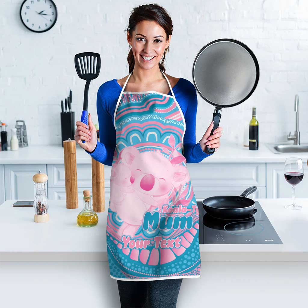 Koala Mum Australia Mother's Day Personalised Apron Pink and Blue Aboriginal Art