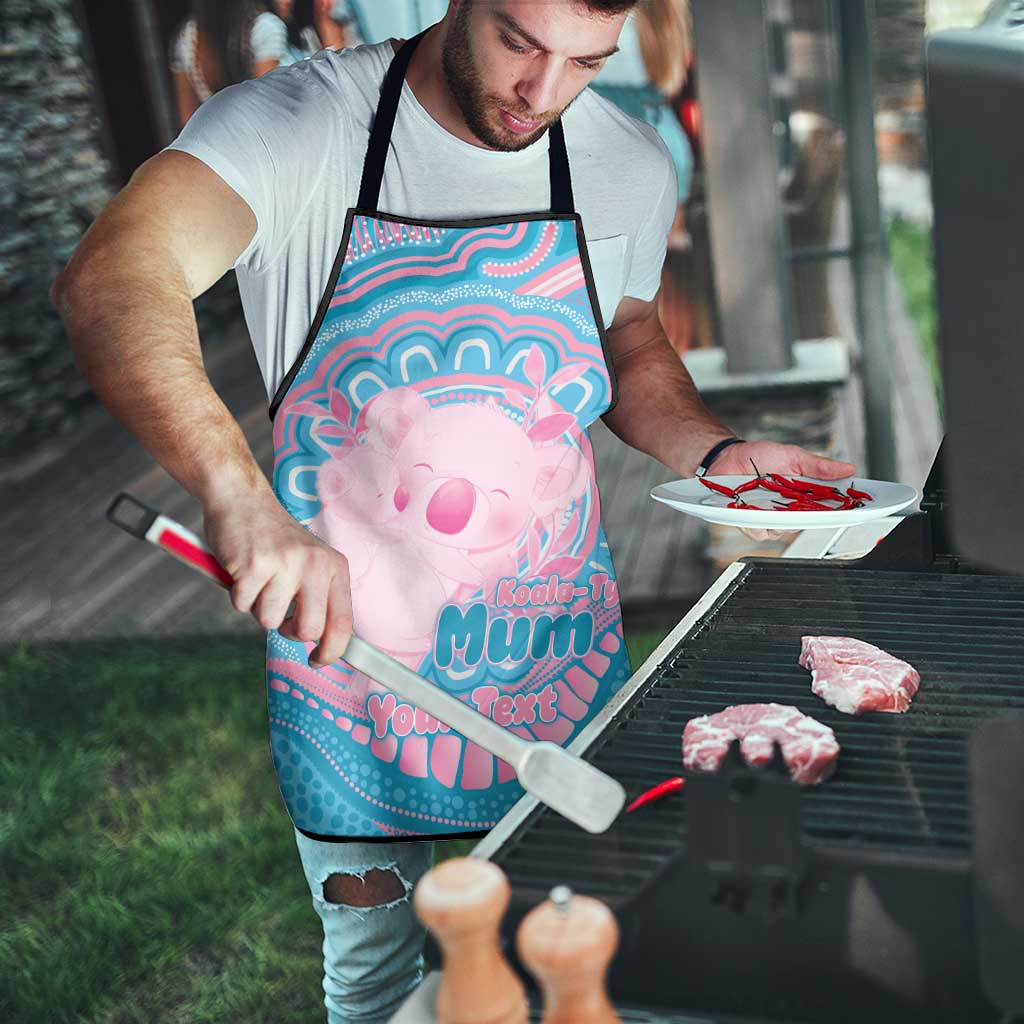 Koala Mum Australia Mother's Day Personalised Apron Pink and Blue Aboriginal Art