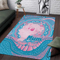 Koala Mum Australia Mother's Day Personalised Area Rug Pink and Blue Aboriginal Art