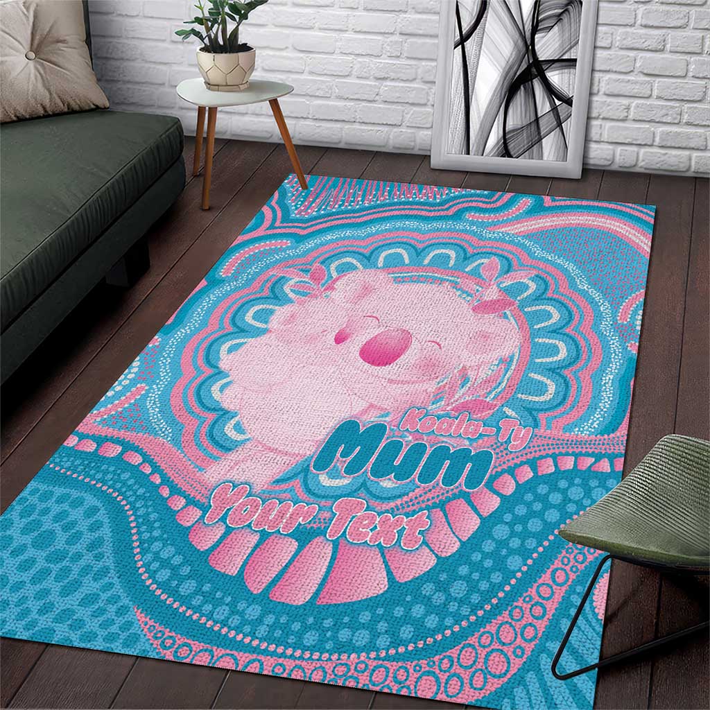 Koala Mum Australia Mother's Day Personalised Area Rug Pink and Blue Aboriginal Art