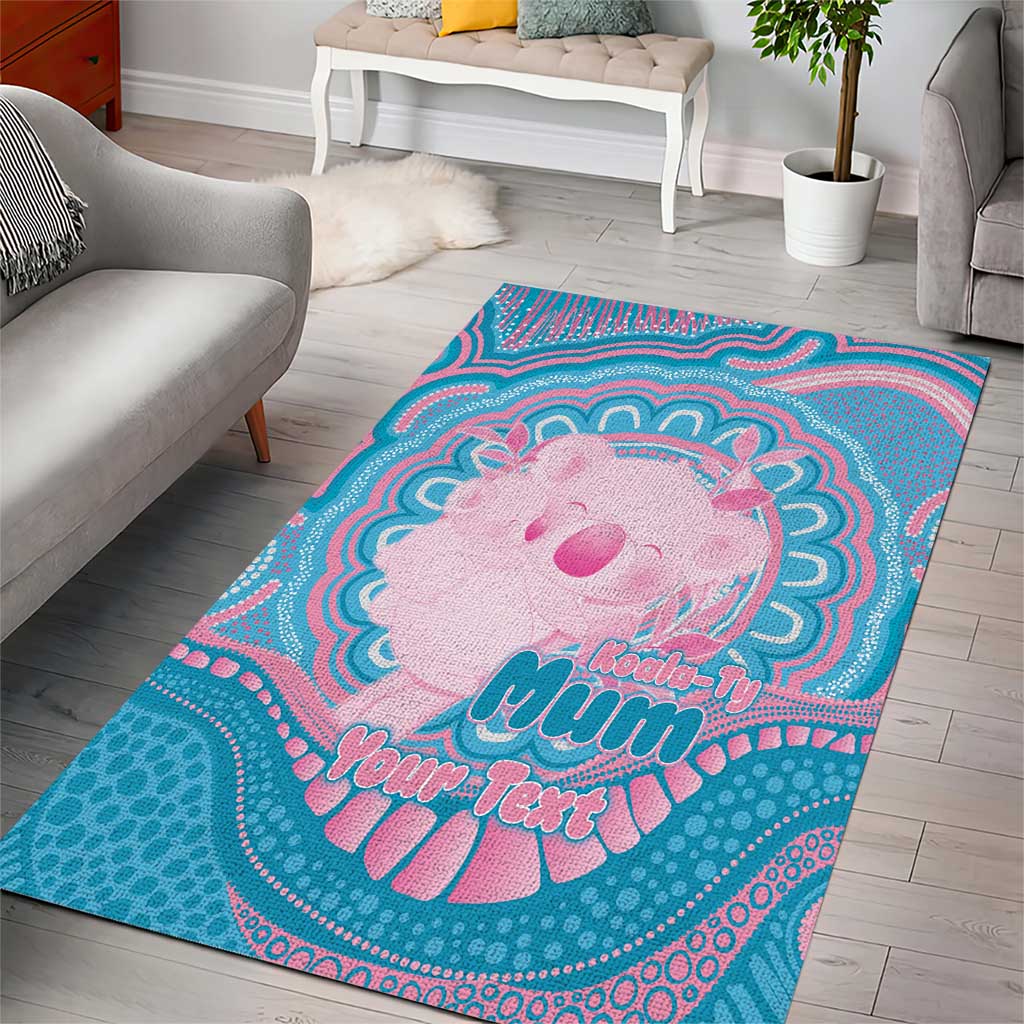 Koala Mum Australia Mother's Day Personalised Area Rug Pink and Blue Aboriginal Art