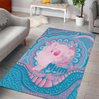 Koala Mum Australia Mother's Day Personalised Area Rug Pink and Blue Aboriginal Art
