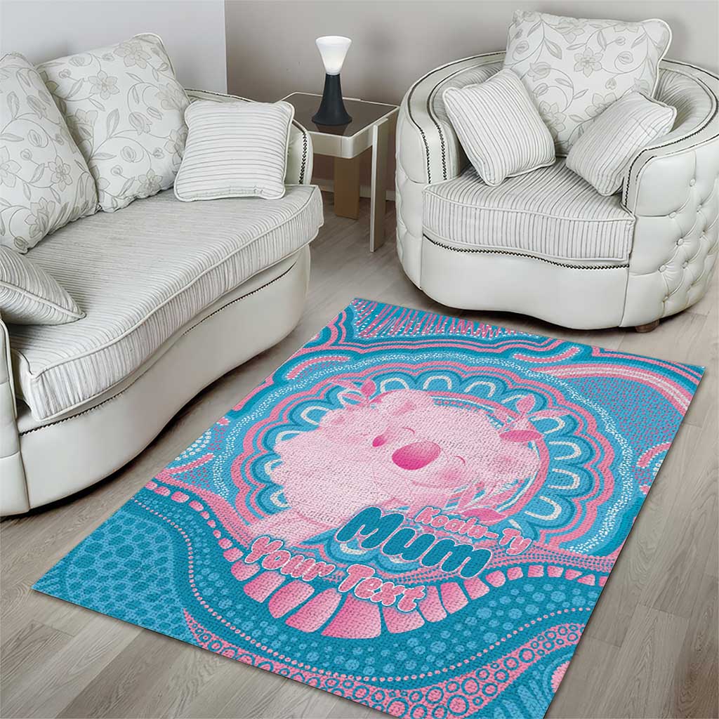 Koala Mum Australia Mother's Day Personalised Area Rug Pink and Blue Aboriginal Art