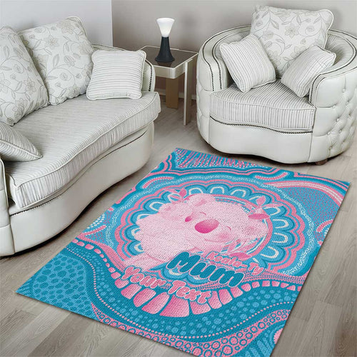 Koala Mum Australia Mother's Day Personalised Area Rug Pink and Blue Aboriginal Art
