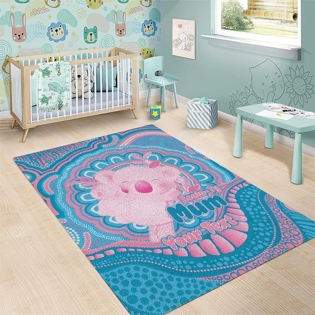 Koala Mum Australia Mother's Day Personalised Area Rug Pink and Blue Aboriginal Art
