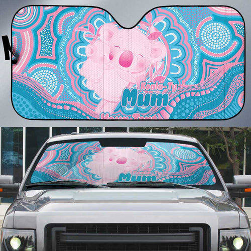 Koala Mum Australia Mother's Day Personalised Auto Sun Shade Pink and Blue Aboriginal Art