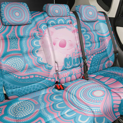 Koala Mum Australia Mother's Day Personalised Back Car Seat Cover Pink and Blue Aboriginal Art