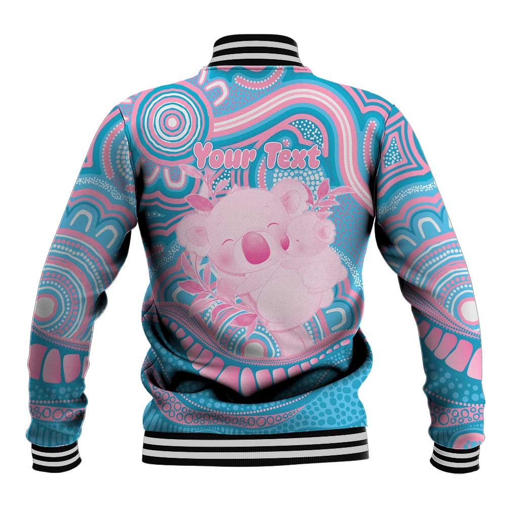 Koala Mum Australia Mother's Day Personalised Baseball Jacket Pink and Blue Aboriginal Art