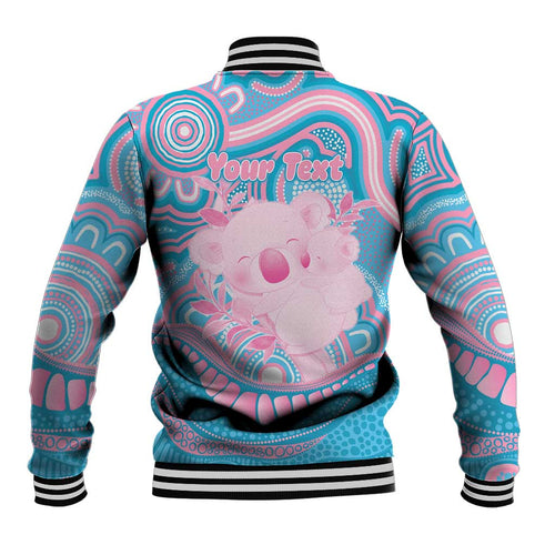 Koala Mum Australia Mother's Day Personalised Baseball Jacket Pink and Blue Aboriginal Art