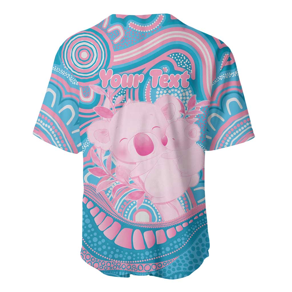 Koala Mum Australia Mother's Day Personalised Baseball Jersey Pink and Blue Aboriginal Art