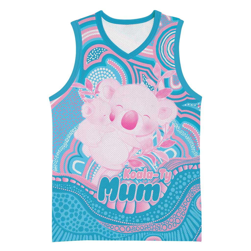 Koala Mum Australia Mother's Day Personalised Basketball Jersey Pink and Blue Aboriginal Art