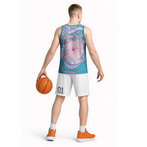 Koala Mum Australia Mother's Day Personalised Basketball Jersey Pink and Blue Aboriginal Art