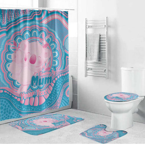 Koala Mum Australia Mother's Day Personalised Bathroom Set Pink and Blue Aboriginal Art