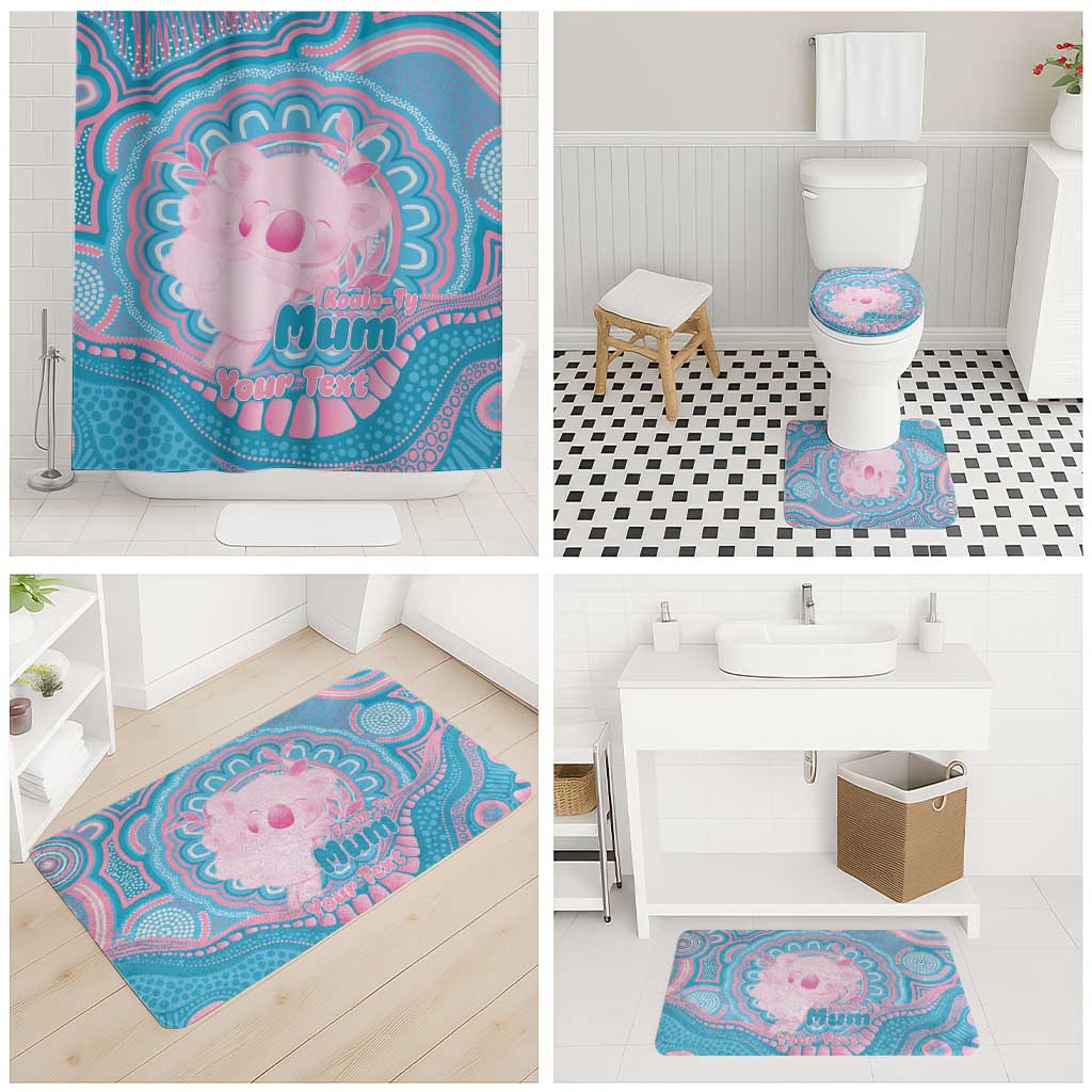Koala Mum Australia Mother's Day Personalised Bathroom Set Pink and Blue Aboriginal Art