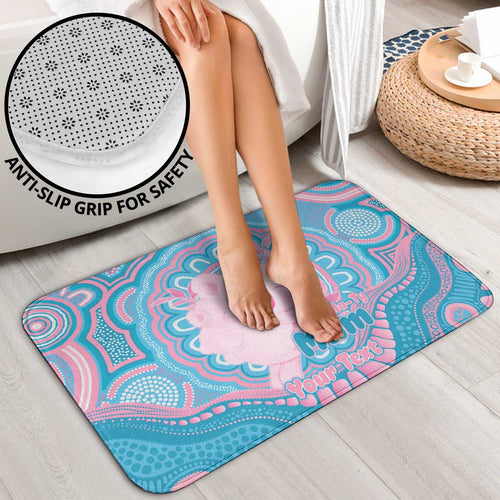 Koala Mum Australia Mother's Day Personalised Bathroom Set Pink and Blue Aboriginal Art