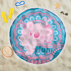 Koala Mum Australia Mother's Day Personalised Beach Blanket Pink and Blue Aboriginal Art