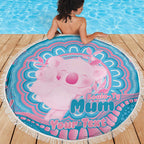Koala Mum Australia Mother's Day Personalised Beach Blanket Pink and Blue Aboriginal Art