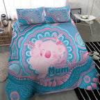 Koala Mum Australia Mother's Day Personalised Bedding Set Pink and Blue Aboriginal Art