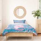 Koala Mum Australia Mother's Day Personalised Bedding Set Pink and Blue Aboriginal Art