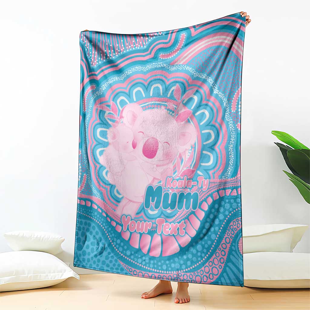 Koala Mum Australia Mother's Day Personalised Blanket Pink and Blue Aboriginal Art