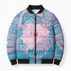 Koala Mum Australia Mother's Day Personalised Bomber Puffer Jacket Pink and Blue Aboriginal Art