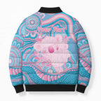 Koala Mum Australia Mother's Day Personalised Bomber Puffer Jacket Pink and Blue Aboriginal Art