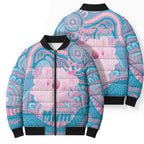 Koala Mum Australia Mother's Day Personalised Bomber Puffer Jacket Pink and Blue Aboriginal Art