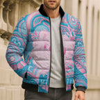 Koala Mum Australia Mother's Day Personalised Bomber Puffer Jacket Pink and Blue Aboriginal Art