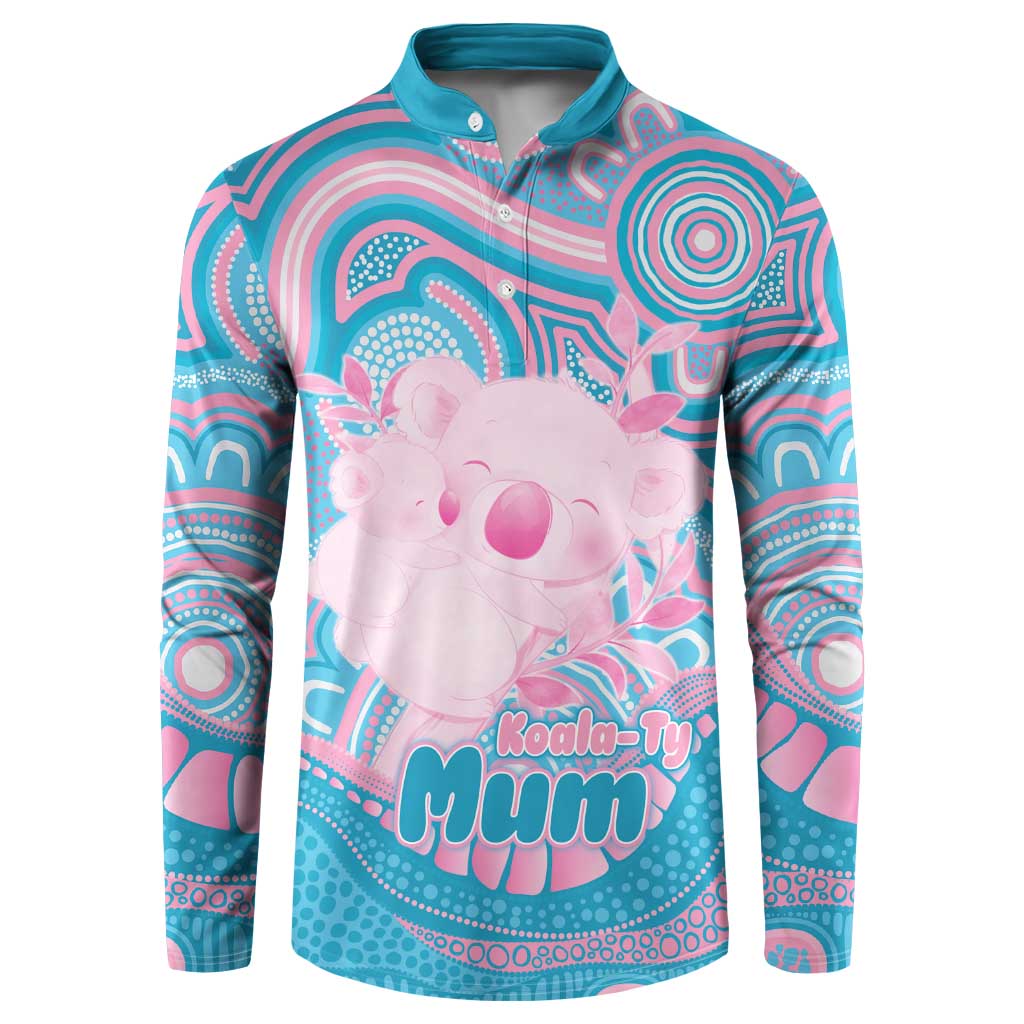 Koala Mum Australia Mother's Day Personalised Button Sweatshirt Pink and Blue Aboriginal Art