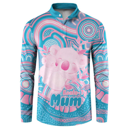 Koala Mum Australia Mother's Day Personalised Button Sweatshirt Pink and Blue Aboriginal Art