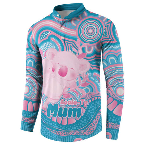 Koala Mum Australia Mother's Day Personalised Button Sweatshirt Pink and Blue Aboriginal Art