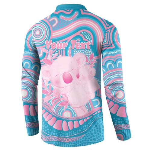 Koala Mum Australia Mother's Day Personalised Button Sweatshirt Pink and Blue Aboriginal Art