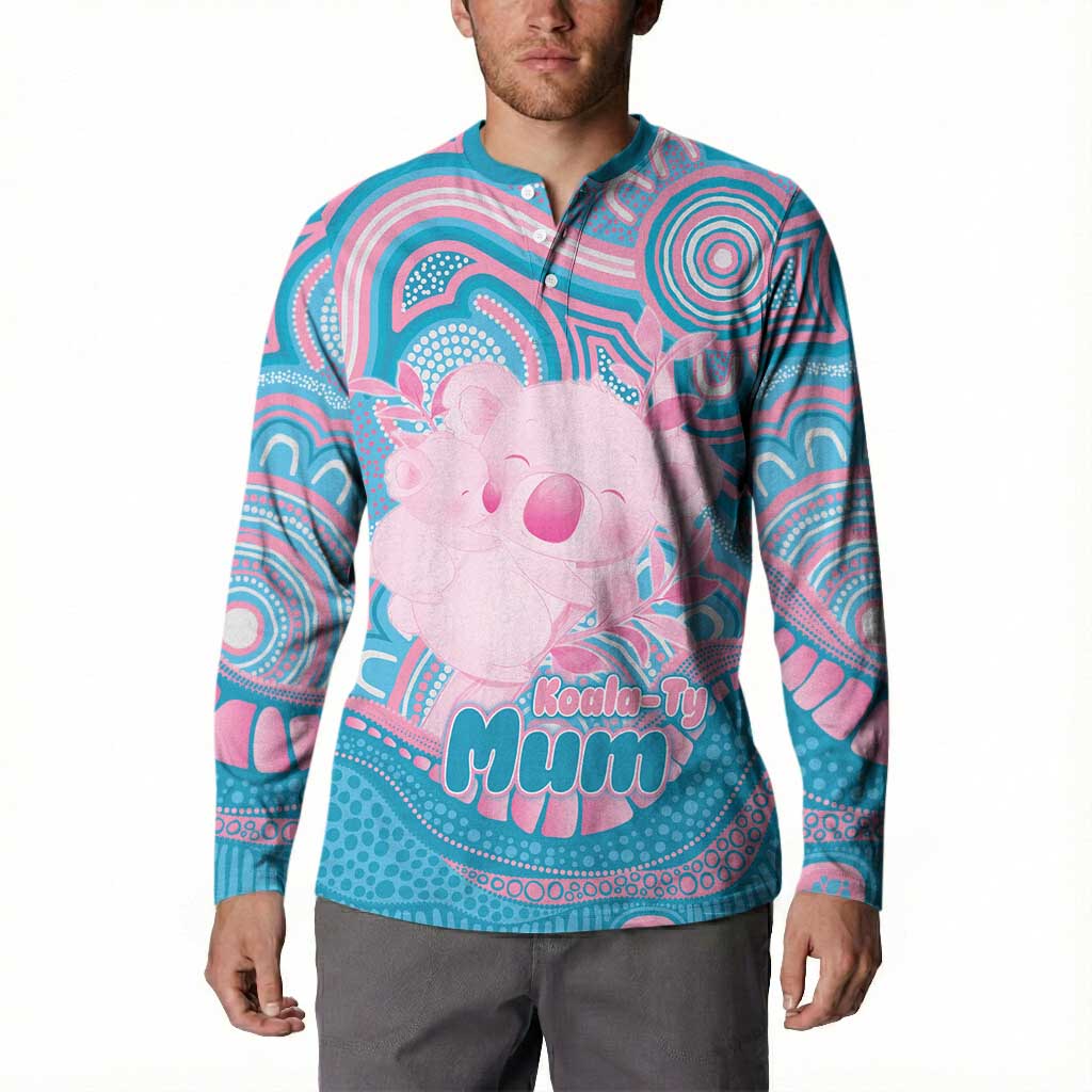 Koala Mum Australia Mother's Day Personalised Button Sweatshirt Pink and Blue Aboriginal Art