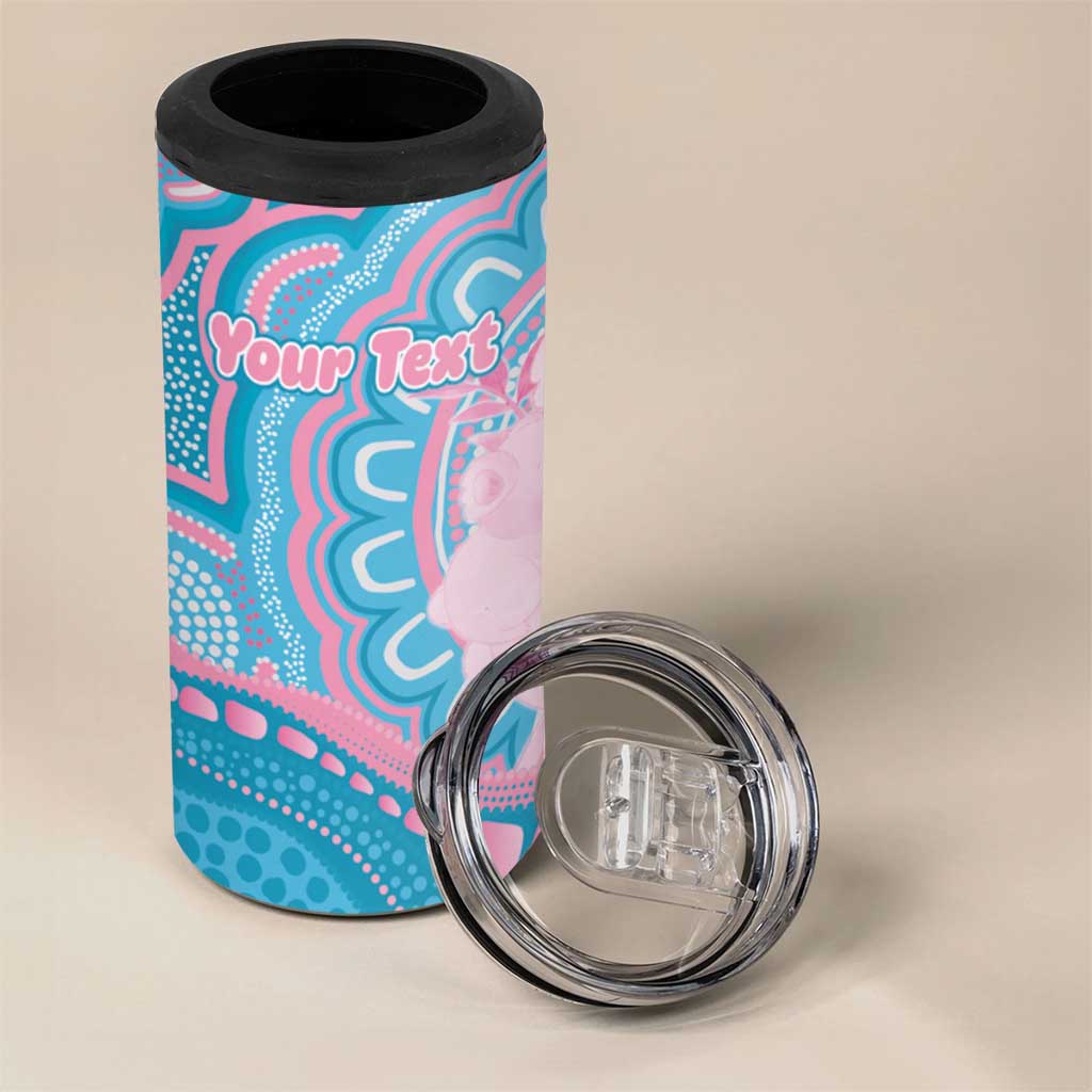 Koala Mum Australia Mother's Day Personalised 4 in 1 Can Cooler Tumbler Pink and Blue Aboriginal Art